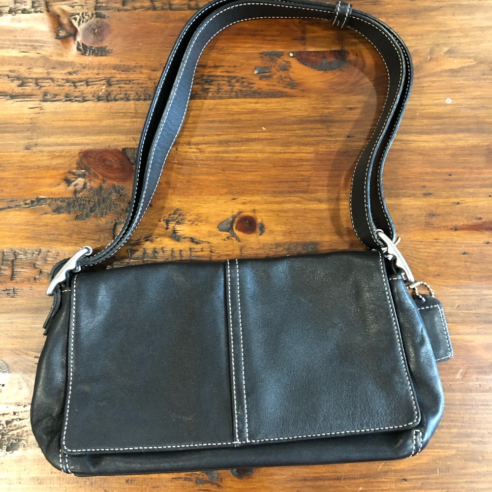 Black leather Coach bag